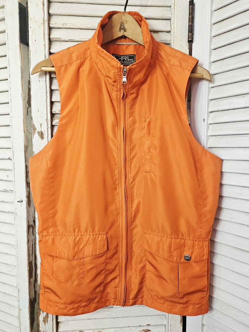Vintage Y2K Ralph Lauren L-RL Active Vibrant Orange Sporty Zip Up Vest Large